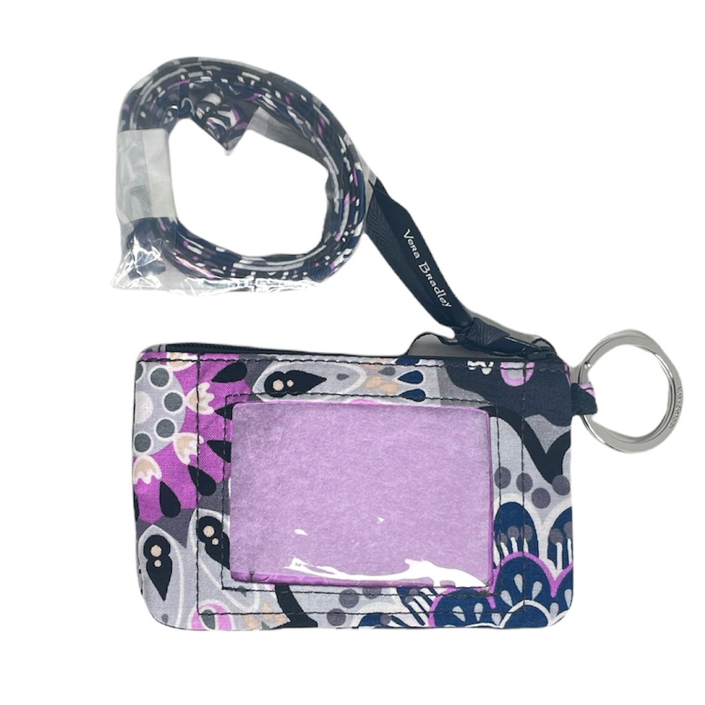 Vera Bradley Zip ID Case Lanyard Mimosa Medallion - Picture 2 of 7